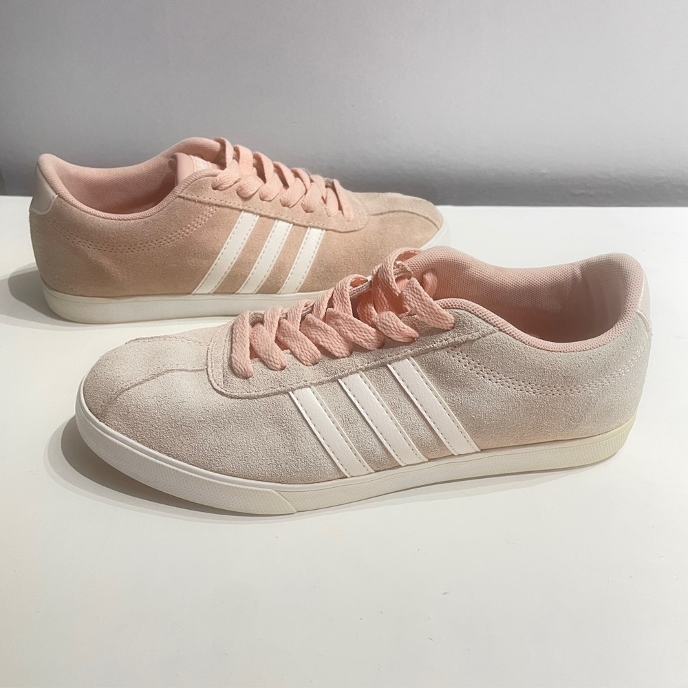 Adidas Neo Court set Pink Suede Low Top Athletic Shoes Sneakers Women's 7